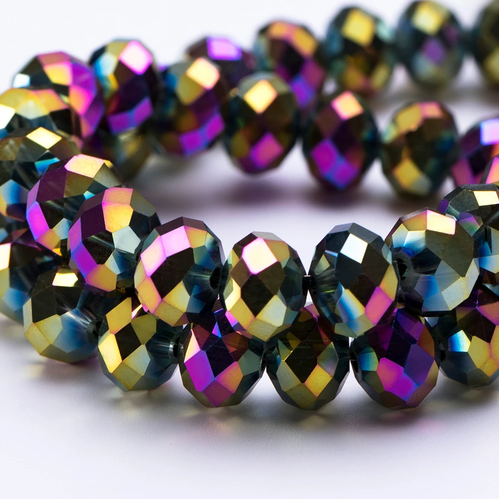 4 6 8mm Czech Rondelle Crystal Beads Faceted Electroplate Glass Beads Loose Spacer Beads for Jewerly Making DIY Bracelet Neclace