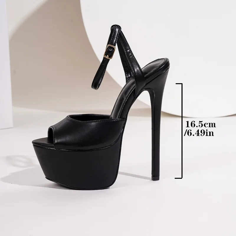 Solid Color Platform Chunky Heel Peep Toe Sandals Nightclub Sexy Patent Leather Shoes for Women Zapatos De Mujer Size 36-41 image 4