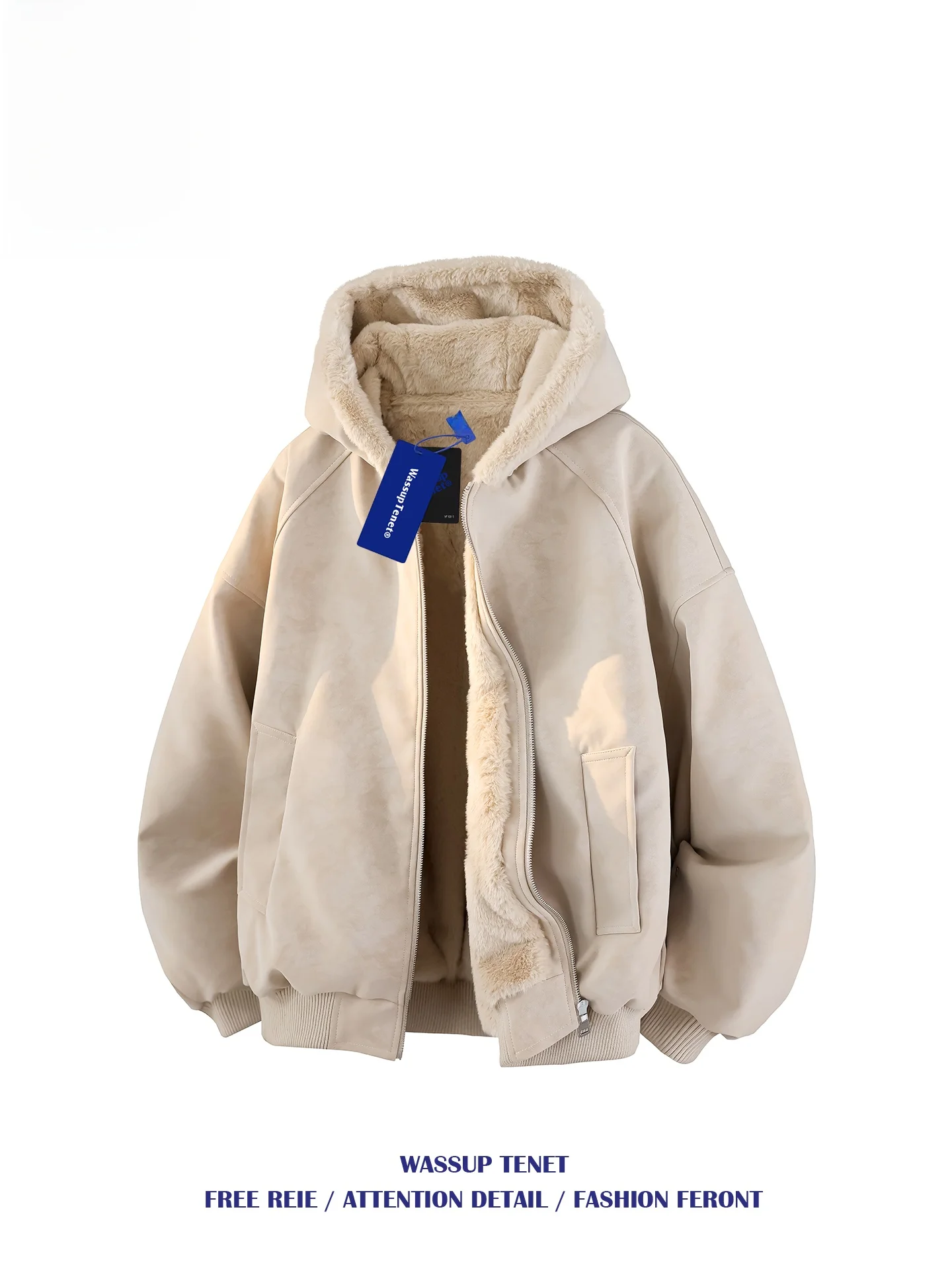 

Мужская зимняя куртка Wassup Tenet из хлопка с подкладкой из искусственного кроличьего меха, утепленная, с капюшоном, теплая, приталенного кроя, молодежная, модная