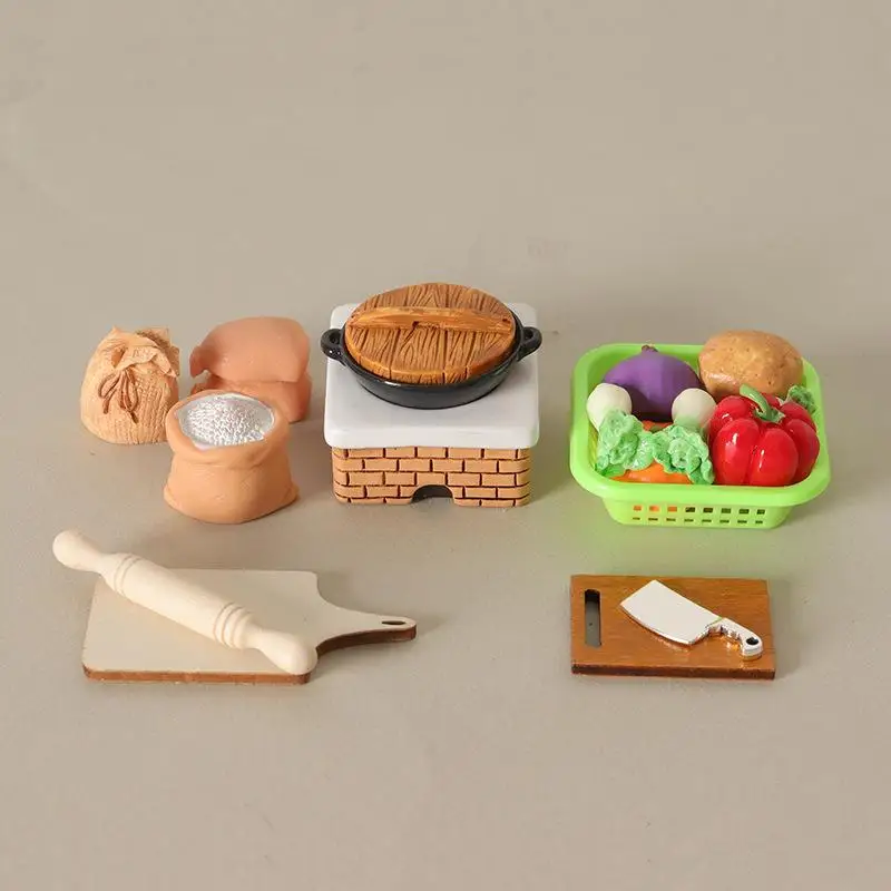 1 Set Doll Kitchen Cookware Baking Supplies Decor Toy 1/12 Dollhouse Mini Kitchenware Kit Model Micro Scene Construction Props