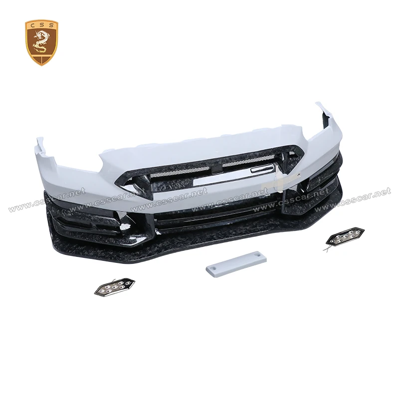 For Nissan GTR R35 Upgrade Top-secre Style Carbon Fiber with FRP Side Fender Muguard Wheel Fender Flare Bumper Surrounding Kits