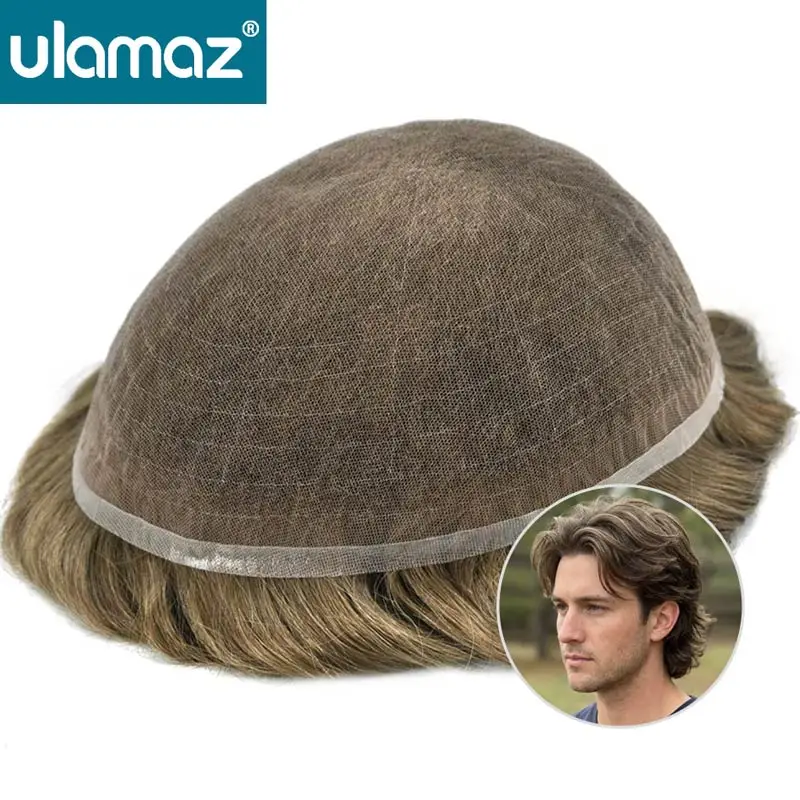 

Super-Breathable Full Lace Male Hair Prosthesis 8X10 Size Hair System For Man French Lace Toupee Men's Wigs Human Hair Man Wig