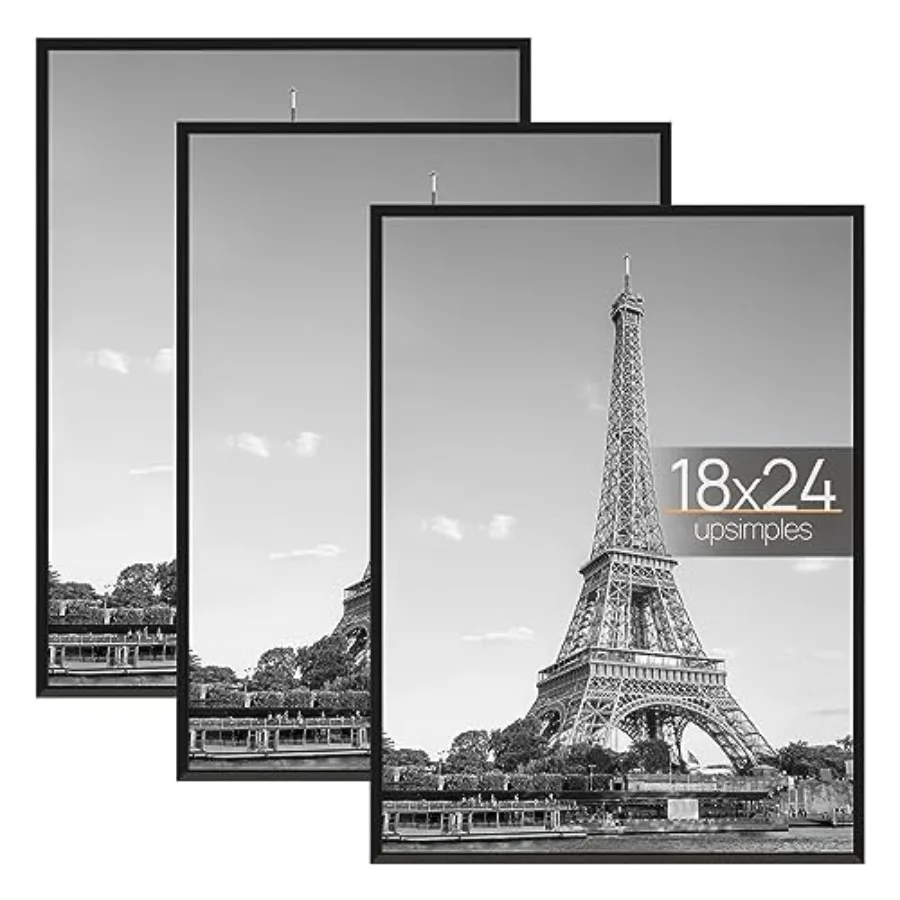 

Picture Frame 3 Pack, Scratch-Proof Poster Frames 18 x 24 for Photo Gallery - Slide-In Strips, Horizontal or Vertical Wall Moun