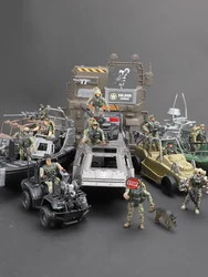 ViiKONDO Exército Action Figure Toy para homens, soldado, veículo militar Playset, combate motocicleta armadura, Jeep Patrol Boat, navio de guerra presente, brinquedo menino