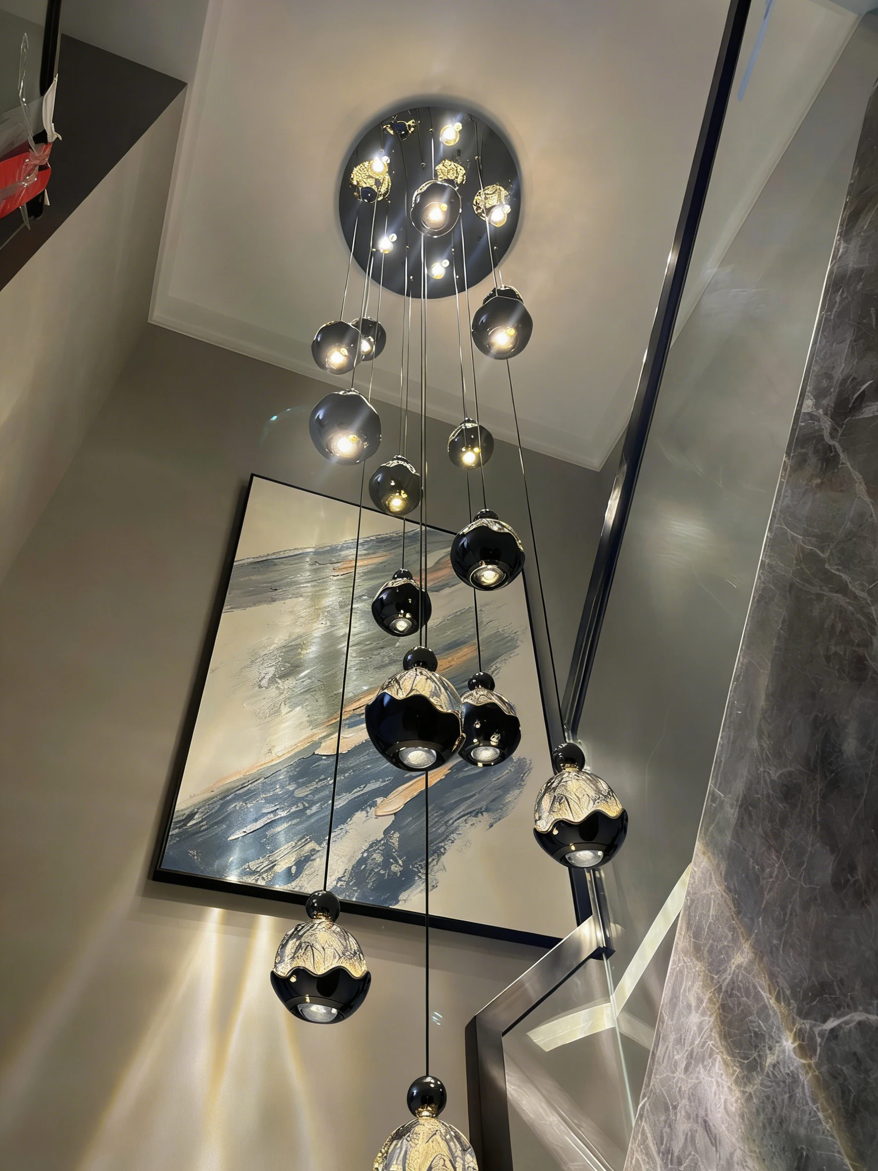 

BOSSEN Designer Modern Chandelier Acrylic ball Hardware Luster Dimmable Pendant Light Adjustable Chain for Living Room Hotel