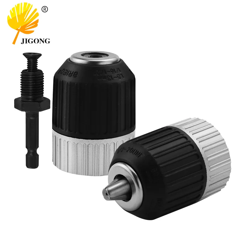 2-13mm 3/8-24UNF Self-locking Keyless Wrench Drill Chuck Impact Hammer Conversion Drill Bit Holder