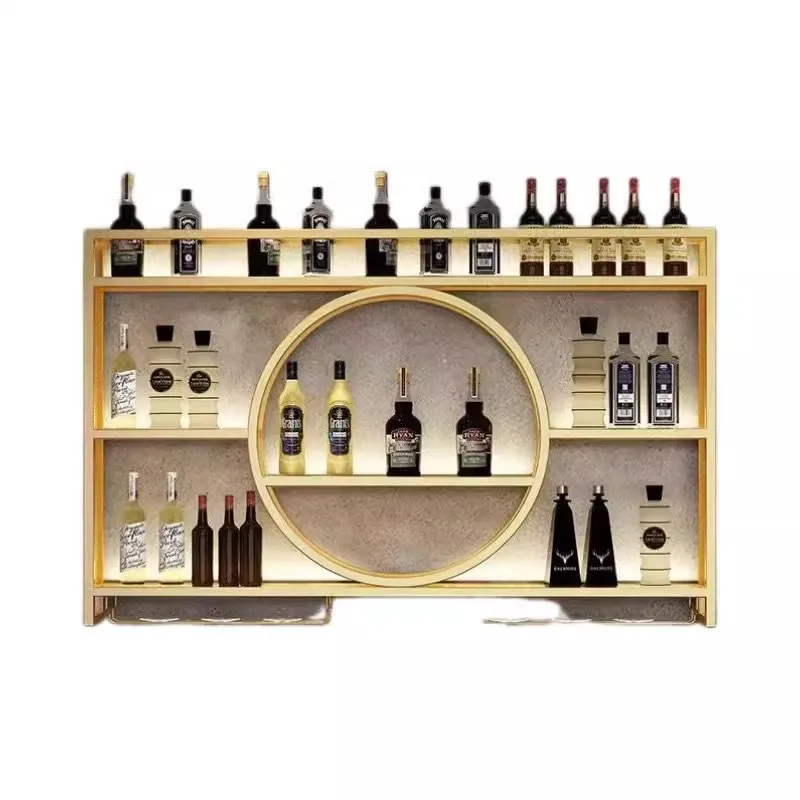 Wrought iron bar wine rack wall wine cabinet storage rack wall restaurant wine rack red high load-bearing