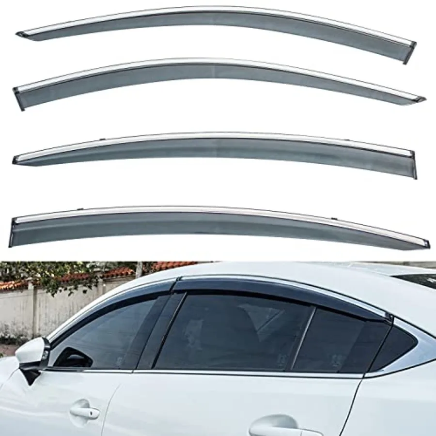 

Комплект из 4 дымчатых дефлекторов окон с хромированной отделкой, внешнее крепление, на липучке/на клипсе, из ПВХ, защита от солнца и дождя, совместимые с 14-1