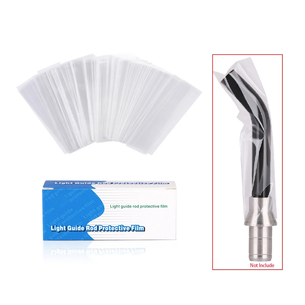 200pcs/Box Disposable Dental Light Curing Head  Plastic Covers Light Guide Rod Protective Film  7cm*2cm