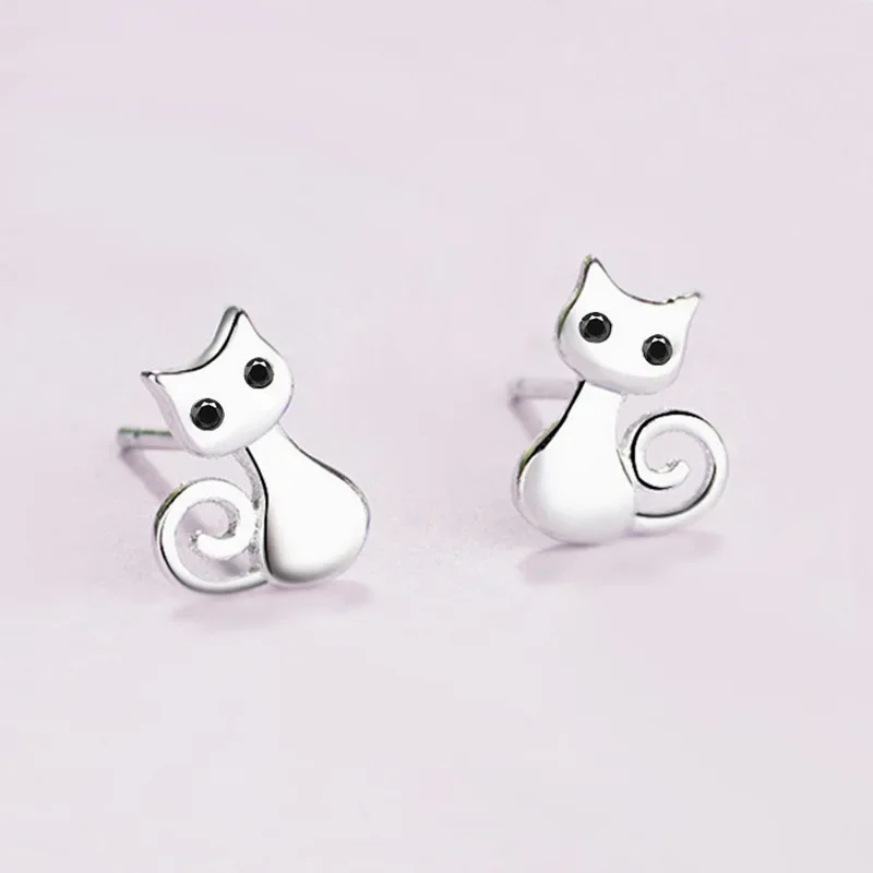 Cat Cat Stud Earrings for Women 2024 Cool Metal Korean Earrings OL 2000s Aesthetic Jewelry Party Favors