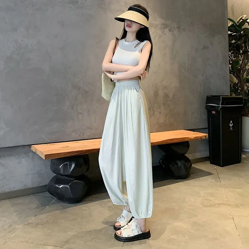 

Women Clothes Fashion All-match Solid Color Simplicity High Waist Women's Lantern Pants Summer Thin Trend Casual Loose Pants