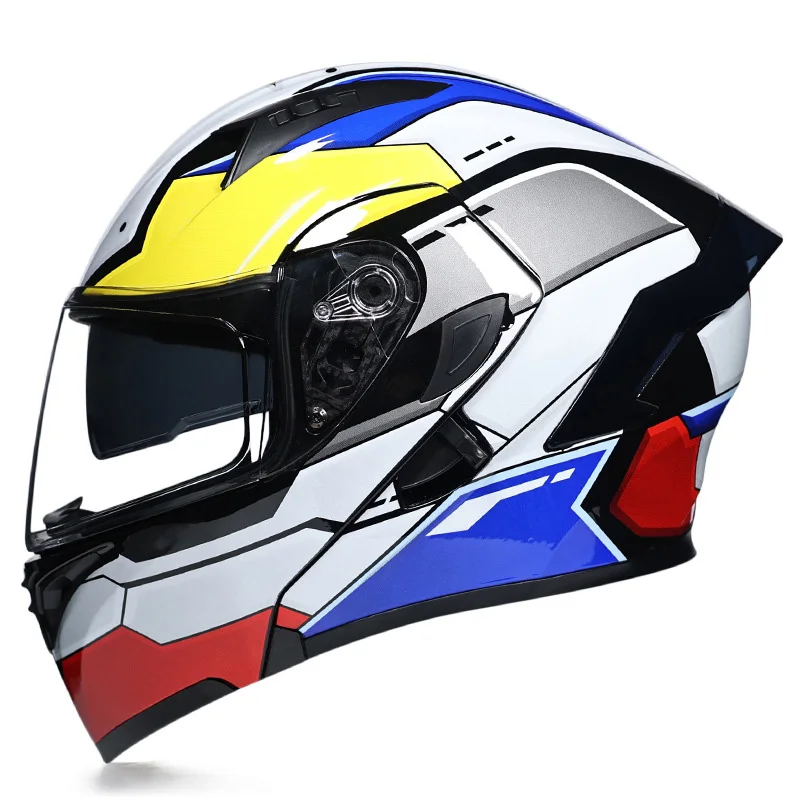 Motorhelm Dot Goedgekeurd Flip Up Moto Helm Met Dubbele Vizier Modulaire Full Face Helm Volwassen Mannen Cascos Para Motos