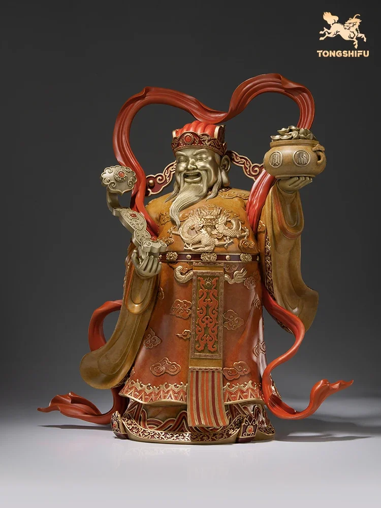 Copper Handicrafts Feng Shui Decor Lucky God of Wealth Statue Home Accessories Living Room Office Ornaments Housewarming Gifts