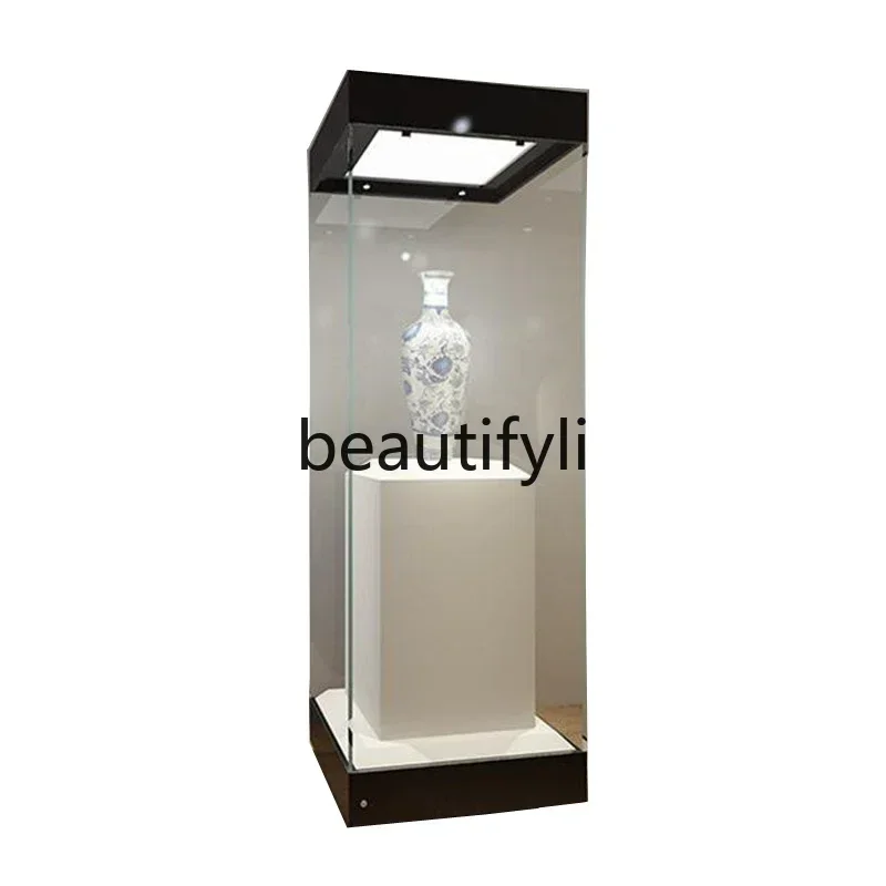 Museum cultural relics display Artwork display stand Solid wood exhibition cabinet Glass display cabinet customization