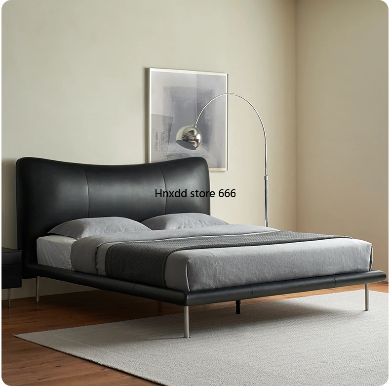 Full leather bed modern simple master bedroom high-end atmospheric wedding bed