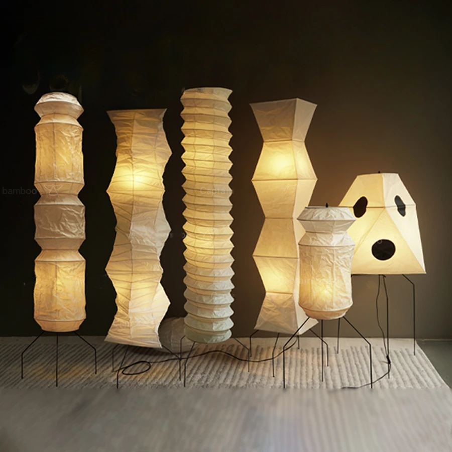 Japanese Wabi-sabi Akari Noguchi Yong Floor Lamp LED E27 Rice Paper Zen Art LED Interior Lighting Living Room Bedroom Cafe Light