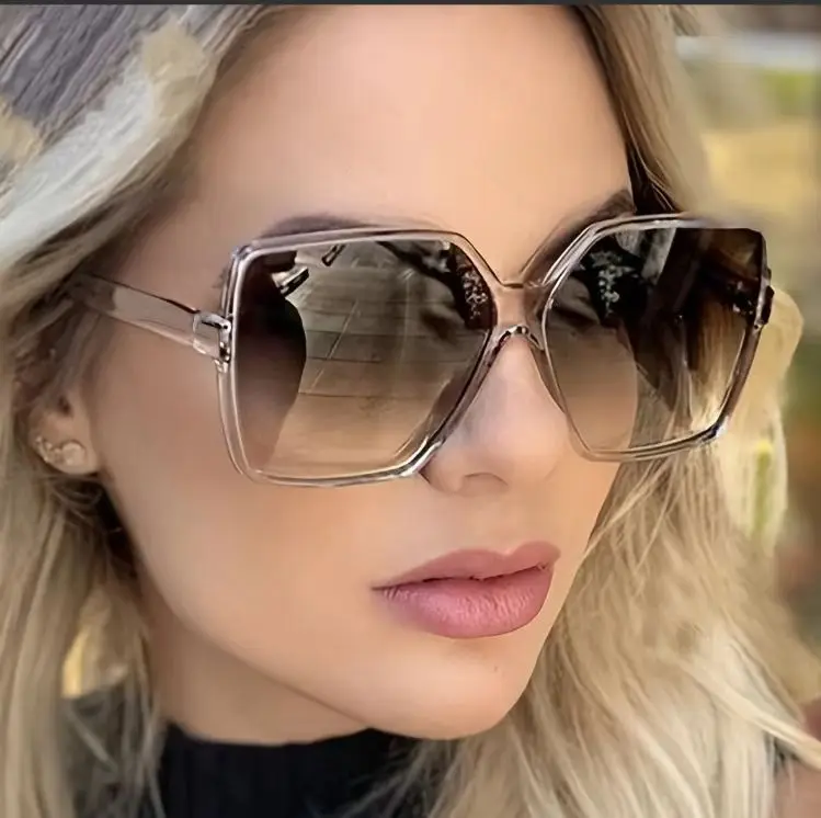 2PCS Marke Designer Mode Übergroßen Sonnenbrille Frauen Kunststoff Weibliche Großen Rahmen Gradienten Sonnenbrille UV400 gafas de sol mujer – Detail 1