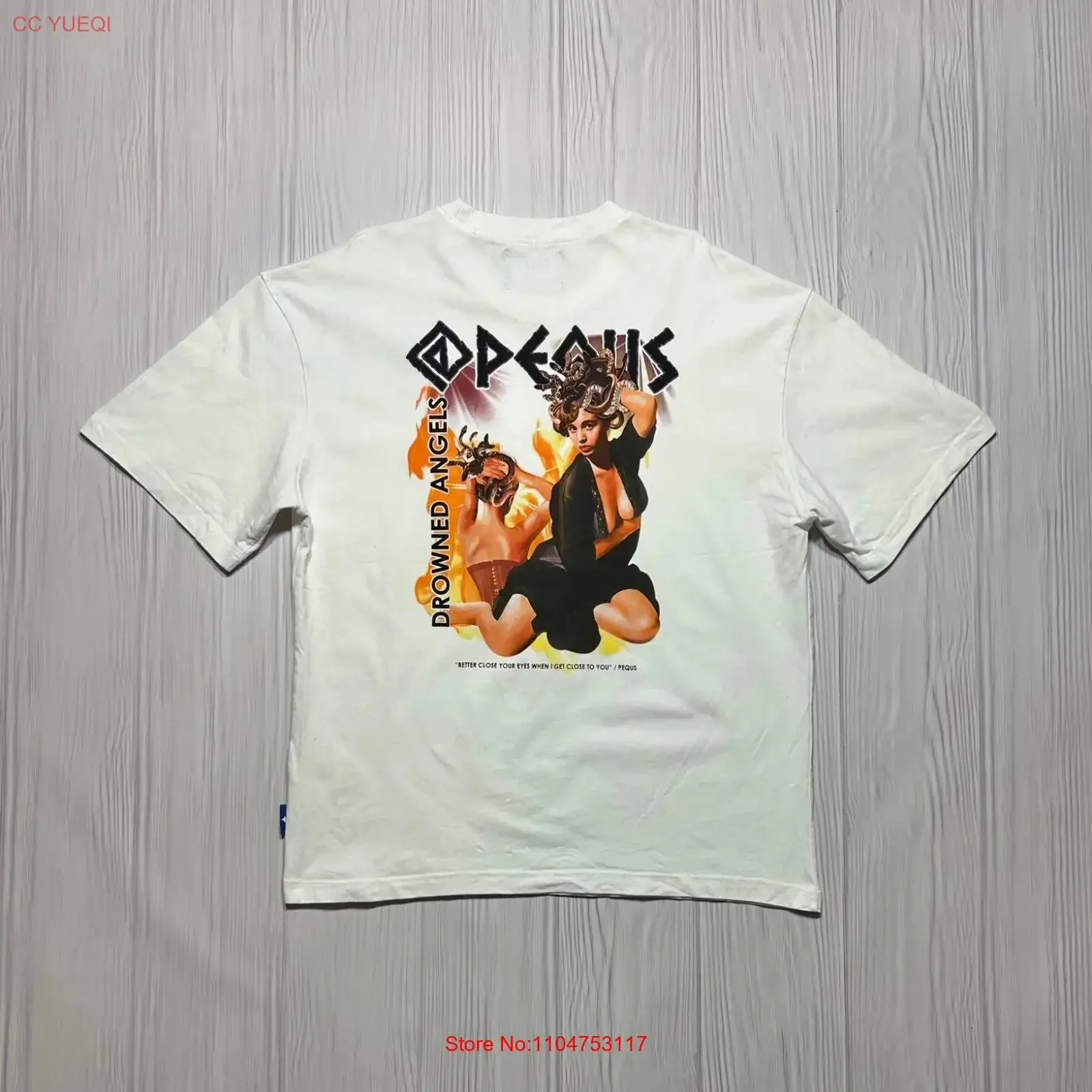 PEQUS Drowned Angels T Shirt Size XL vintage Washed designer clothes fashion homme graphic Stretched Soft Unisex Breathable