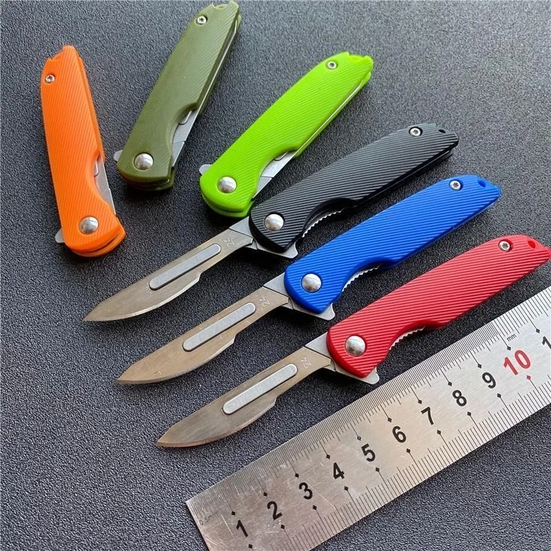 Nylon Glass Scalpel Mini Outdoor EDC Fast Open Folding Knife Unpacking Open Box Tools Free 10 Blade Outdoor Pocket Key Knife