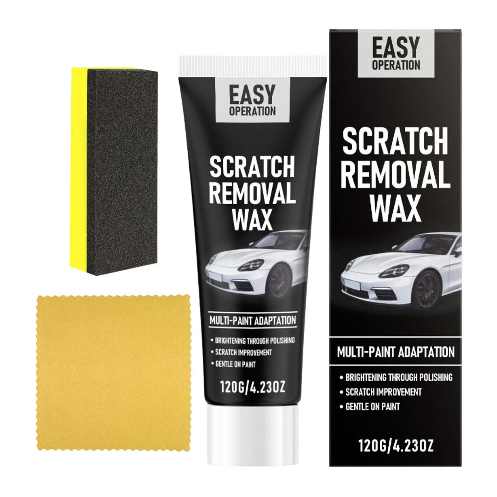 Car Scratch Remover Wax, Universal Car Polishing Wax With Sponge And Towel, Paint Buffing Agent For Deep Scratches