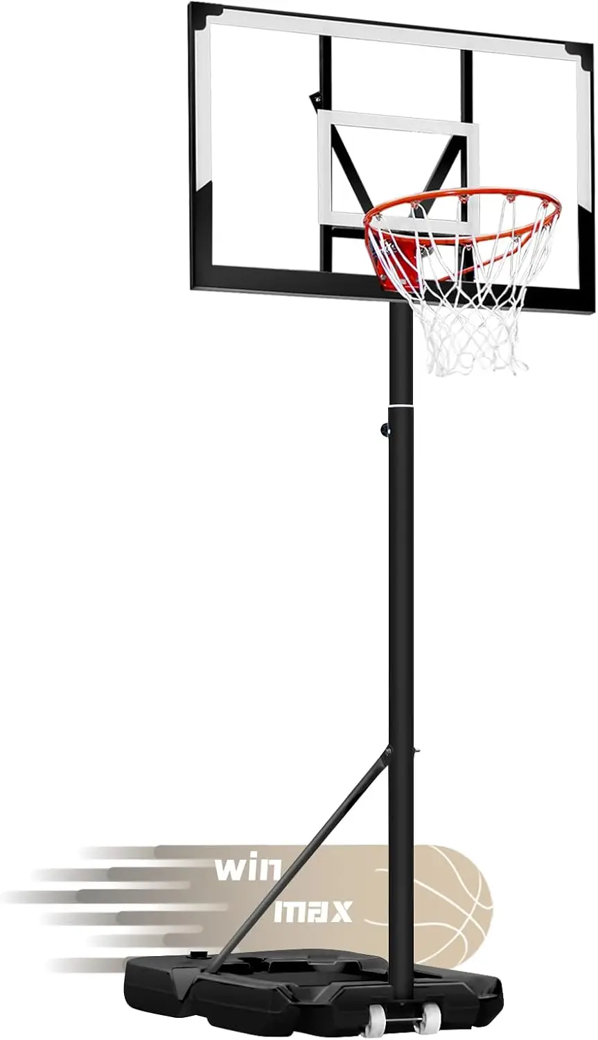 

Basketball Hoop Outdoor 3.8-10ft Adjustable Height, 44inch Backboard, Swimming Pool Basketball Hoop & Goal for Kids/Adults Indoo