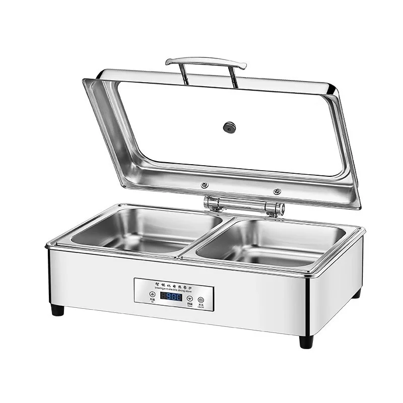 

BC-010 Glass Buffet Stove with Flip Cover Insulation Electric Heating 220V Self-Service Breakfast Food Warmer for Hotels