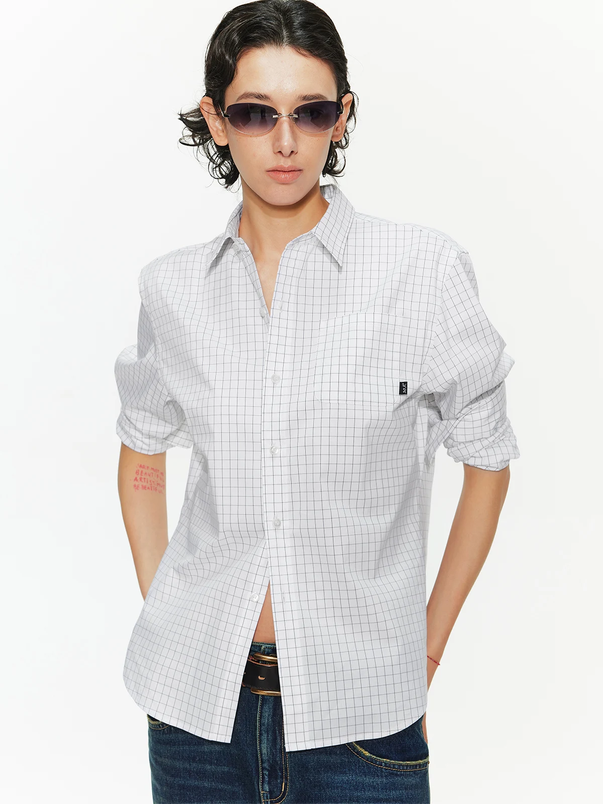 

Cleanfit 90s Cotton Long Sve Loose Feel Versatile irt Simple Ins Sle Women's Loose Fit irt Comfortable Cotton irt