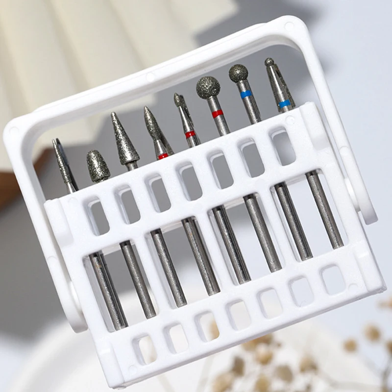 16-Hole Nail Polishing Head Dust-Proof Storage Box Portable Nail Drill Bit Flip-Top Organizer Manicure Tools Holder