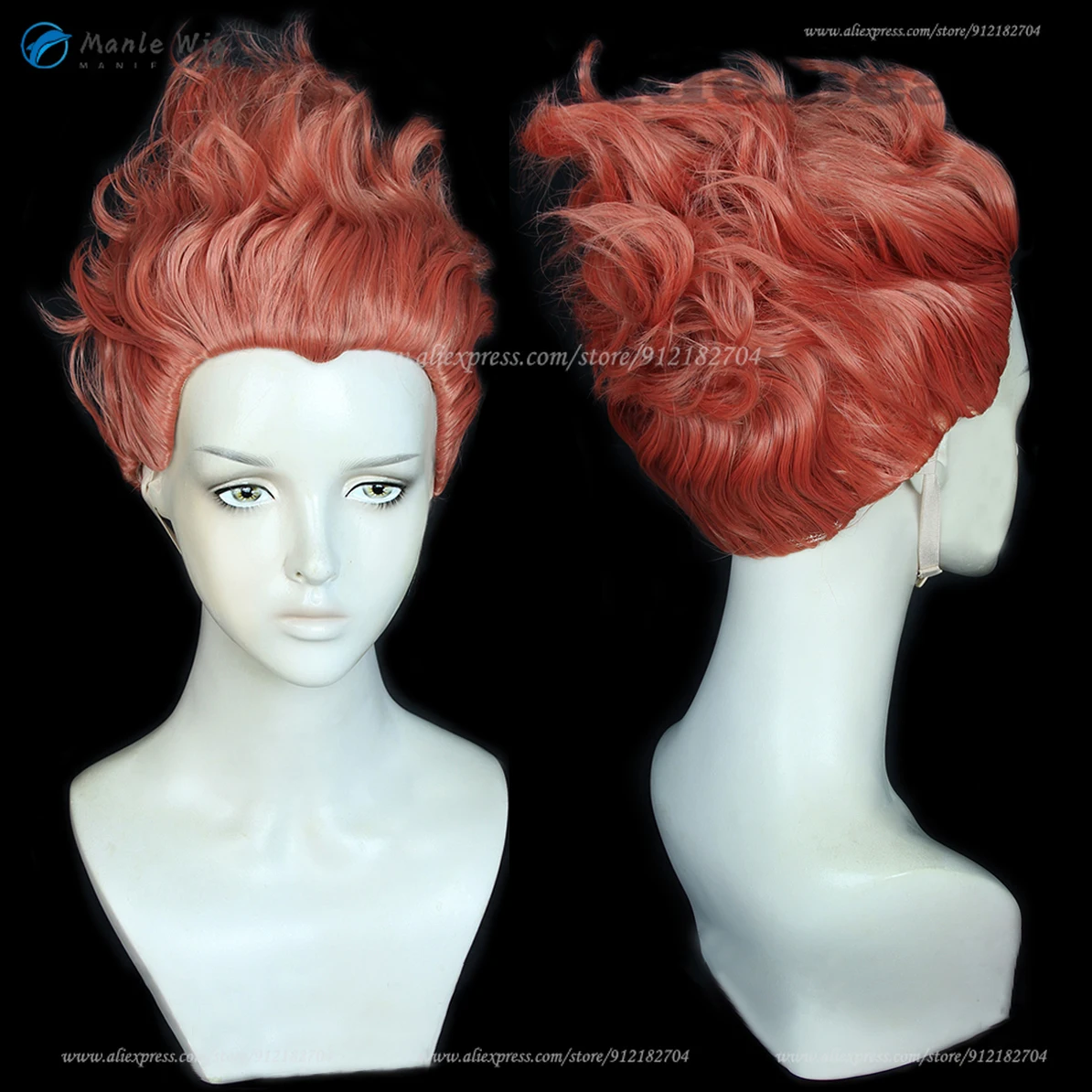 Anime Hisoka Cosplay Wig Short Dark Orange Red Hisoka Morow Cosplay Anime Wig Heat Resistant Synthetic Hair Party + Hairnet