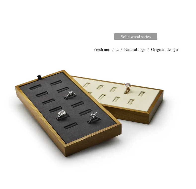 Oirlv Holz-Schmuckdisplay Schmuckaufbewahrungsbox mit Mikrofaser-Einsatz Anhänger-Ketten-Displayständer Halter Ring-Organizer – Detail 4