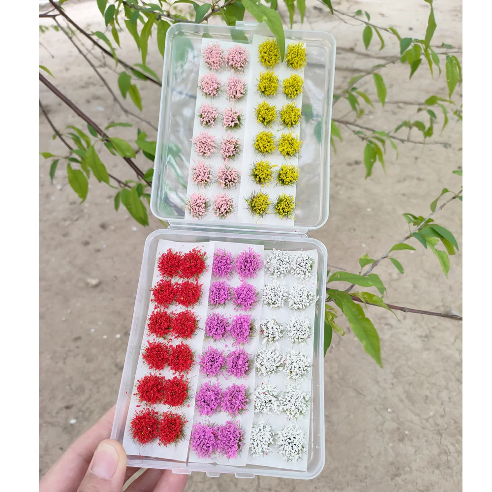

60pcs/box 8mm Flower Cluster Model Landscape Garden Decor Static Grass Scenery Model Grass Tuft DIY Building Layout 5colors