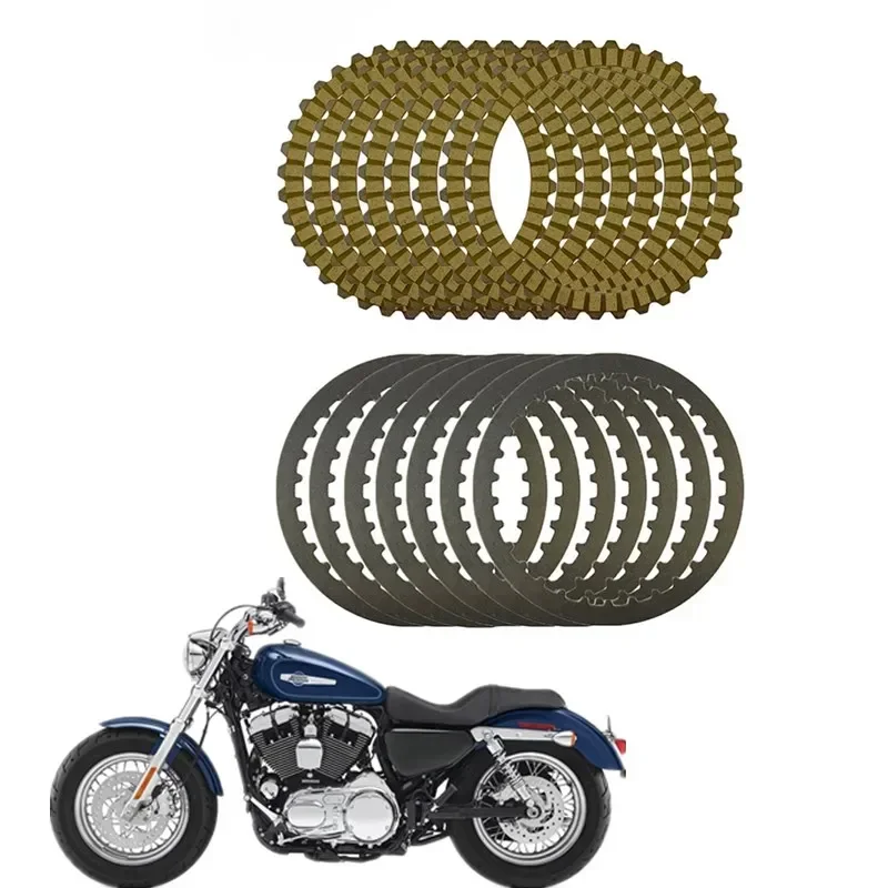 For Harley XL883 XL1200X XL1200V Sportster 1200 XL50 XL1200C XLH1200C Moto Parts Yellow Clutch Plates & Steel Friction Plate