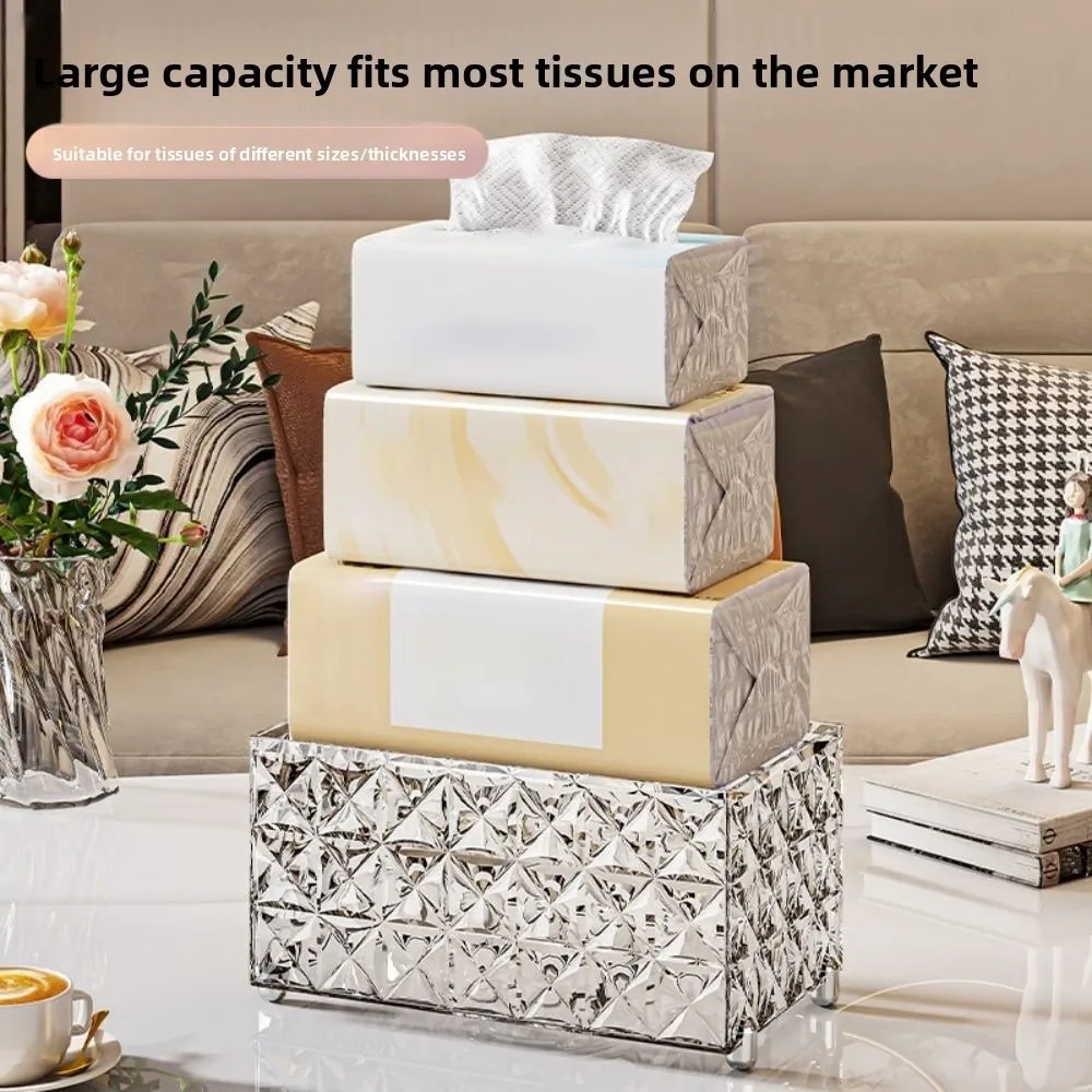 

European Style Tissue Storage Box Minimalist Automatic Lift Light Luxury Napkin Box Large Capacity Smooth Extraction