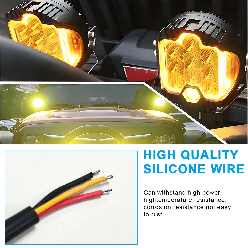 5 Inch Three Side illuminated Work Lights For Jeep Wrangler Truck LED Headlights Modified For Off-road Vehicles 3 Inch 2PCS 110W