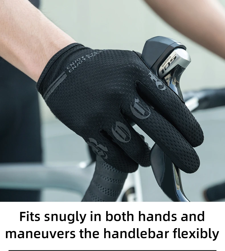 ROCKBROS Fahrradhandschuhe Atmungsaktiv Rutschfest MTB Rennrad Touchscreen-Handschuhe Outdoor Fitness Angeln Fahrrad Sporthandschuhe – Detail 9