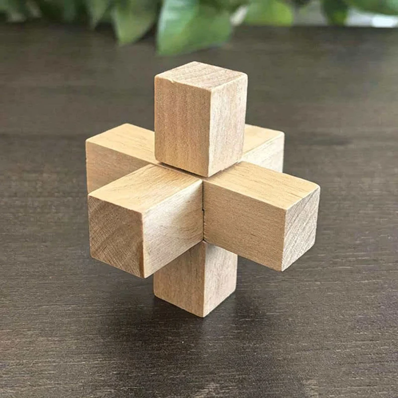 Easy Disentanglement Brain Teaser Interlocking Wooden Burr Puzzles LuBan Lock HaoHan Educational Toys For Kids Boys Girls view 5