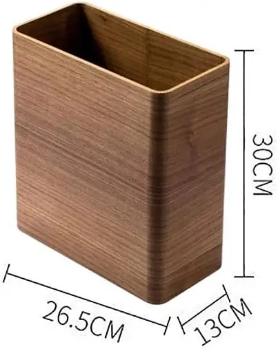 Wood Trash Can Wastebasket,Household Bathroom Living Room Rectangular Trash Bin,Narrow Space Garbage Can