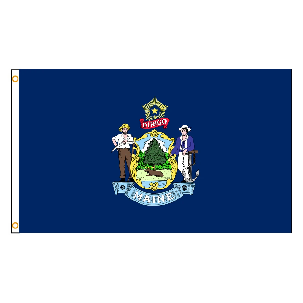 3x5 Ft Maine Flag Vivid Color and Fade proof a state of the United States Flags Polyester with Brass Grommets 3 X 5 Ft