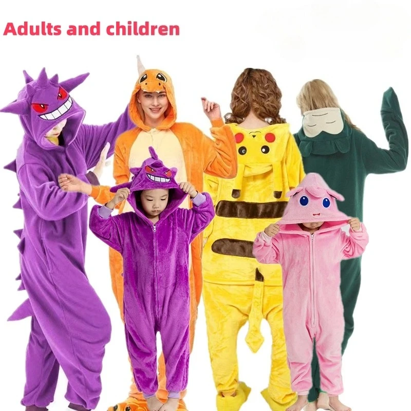 

Boy Girl Pokemon Cosplay Anime Kigurumis Onesie Pajama Sleepwear Flannel Costume Halloween Festival Winter Flannel Outfit