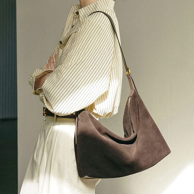 

Fashion Women Shoulder Crossbody Bag Luxury Designer Brand Ladies Soft Suede Cow Leather High Quality Tote Bag Autumn Winter New
