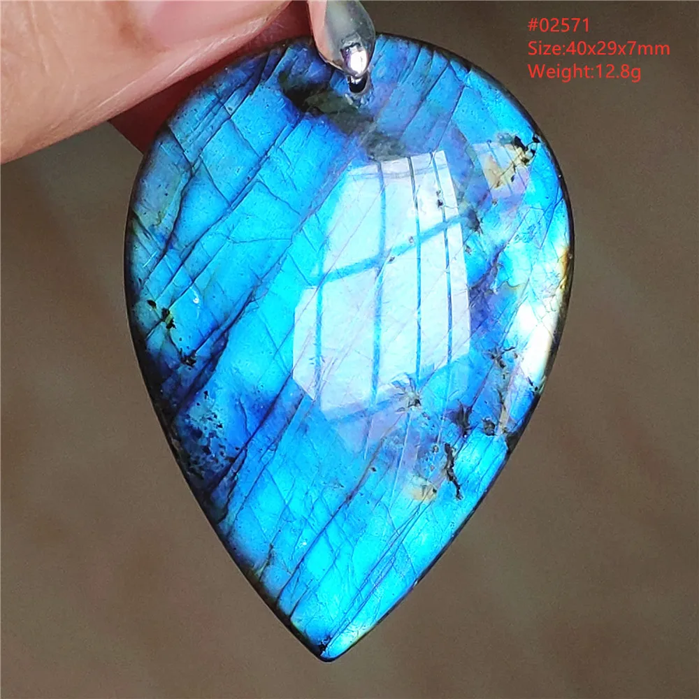 Natural Blue Labradorite Pendant Necklace Jewelry Water Drop Rainbow Colorful Labradorite Women Men New Fashion AAAAAA