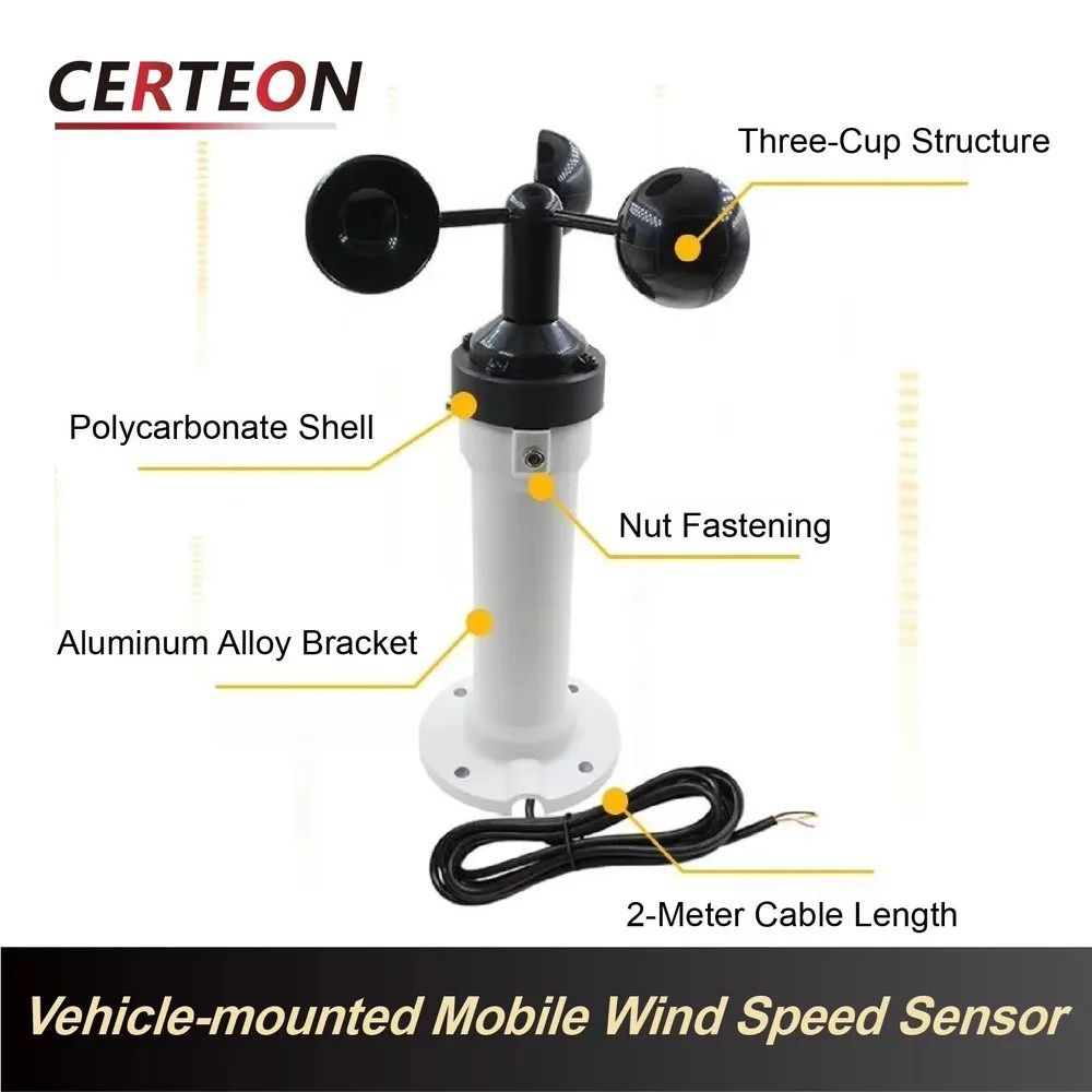 Industrial 3 Cup Anemometer RS485 4-20mA 0-10V Outdoor Wind Speed Sensor Monitor for Crane Vehicle Weather Station