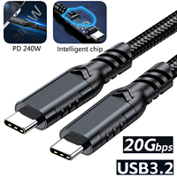 Brand New USB 3.2 Gen 2 Type-C Braided Cable 8K@60Hz 20Gbps Thunderbolt4/3 High Speed 240W 5A Fast Charging Video Cable 1m 2m 3m