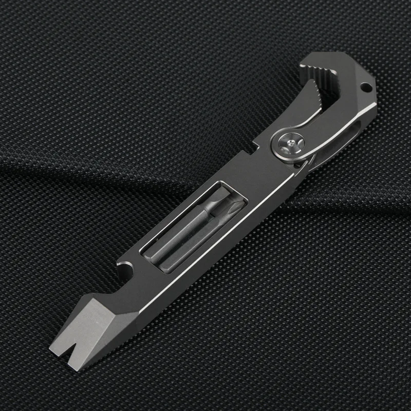 Pocket Multifunctional Tool CreatTitanium Alloy Knife Bottle Open Outdoor Portable Wrench Keychain Pendant Camping Equipment