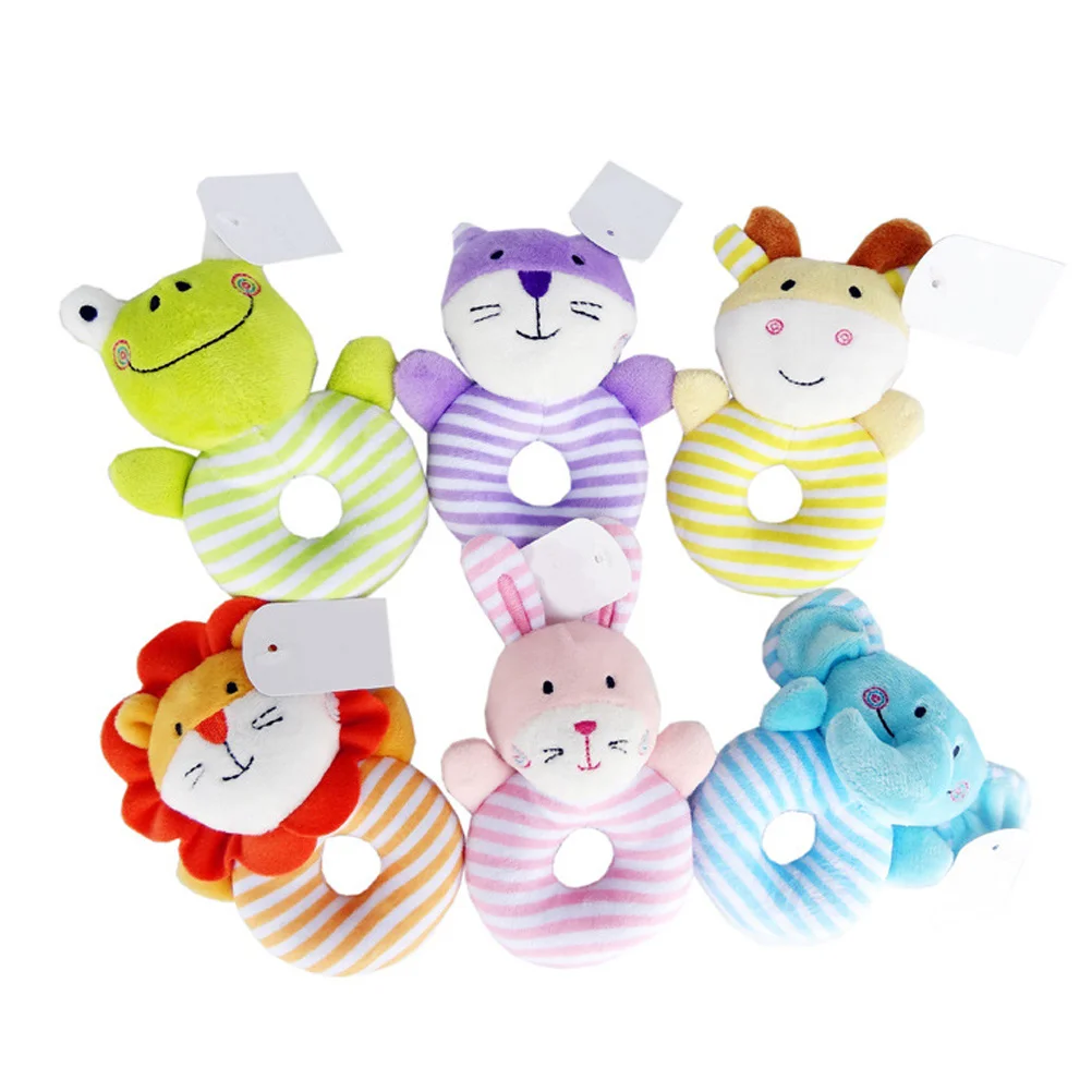 

Animal Baby Hand Rattle with Built-in Bells for Newborns Developmental Educational Socks Purple Cat Design Infant Sensory