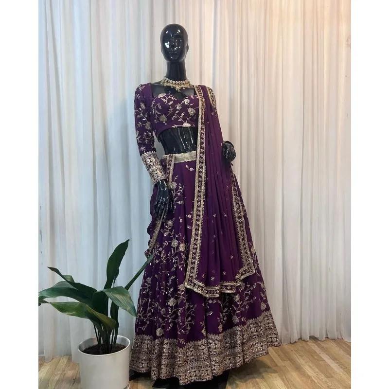 

Purple Designer Lehenga CholI Bollywood Wedding Party in India Pakistani Wear Readymade