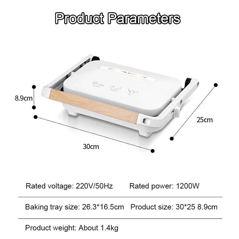 Parrilla eléctrica multifunción para barbacoa, máquina para carne, sartén con calefacción de doble cara, tostador de carne, Panini, máquina para hornear sándwiches, UE