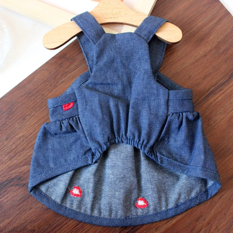 2024 Fashion Summer Dresses for Small Dogs Spring Summer Pet Denim Dress Puppy Skirt Cat Clothing Sweet Love Clothes for Poodle