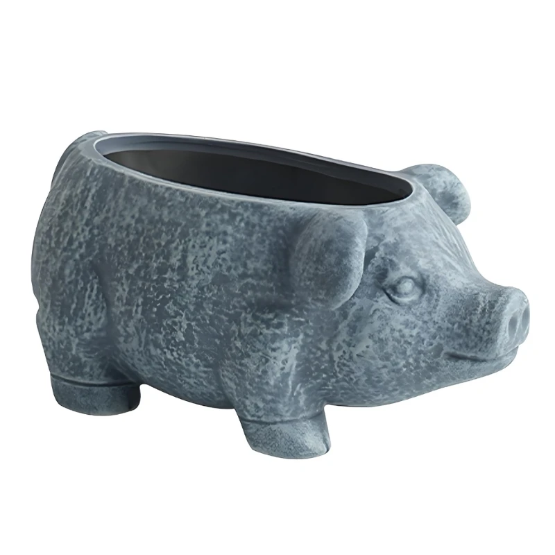 Pig Shaped Resin Planter With Stone Texture For Succulents And Small Plant 55KF