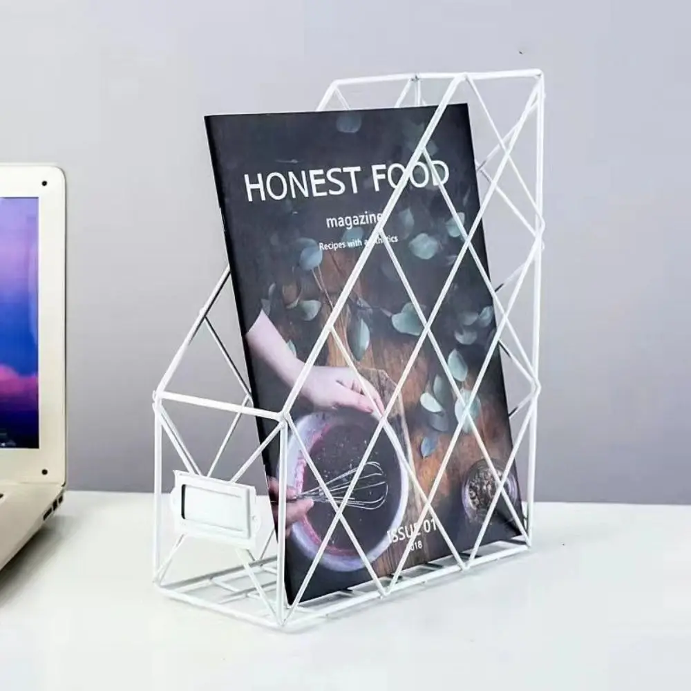 رف ملفات سطح المكتب المعدني العمودي رف تخزين المجلات شبكي من الحديد المطاوع رف تخزين متعدد الوظائف عالي المظهر #5